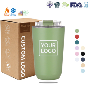 <span class=keywords><strong>Mug</strong></span> à café en acier inoxydable 304 de 12 oz et 16 oz avec couvercle rabattable, anti-fuite, isolé sous vide, léger, pour le camping et les activités de plein air - Product Image 1