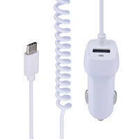 2025 nuevo estilo cargador de coche con Cable Usb C USB tipo C Cable resorte cargador de coche con Cable tipo C
