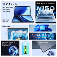Laptop Baru OEM 14+14-Inci 2240*1440 IPS Layar Ganda Intel N150 Quad-Core Ringan Berbahan Aluminium Alloy Sistem Operasi Windows Bahasa Inggris