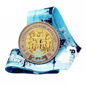 Proveedor Oro: Medalla de finalista de maratón deportiva de tela con cinta y cordón para el cuello, diseño chino personalizable para niños (5k, 10k, 21.1k) - Product Image 5