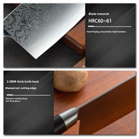 Accessoires de cuisine : Couteau de boucher à découper le pain et la viande en acier Damas VG10, motif martelé, type Nakiri