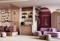 Comptoir de présentation de salon de luxe avec éclairage LED, plateau en pierre personnalisable, design écologique
