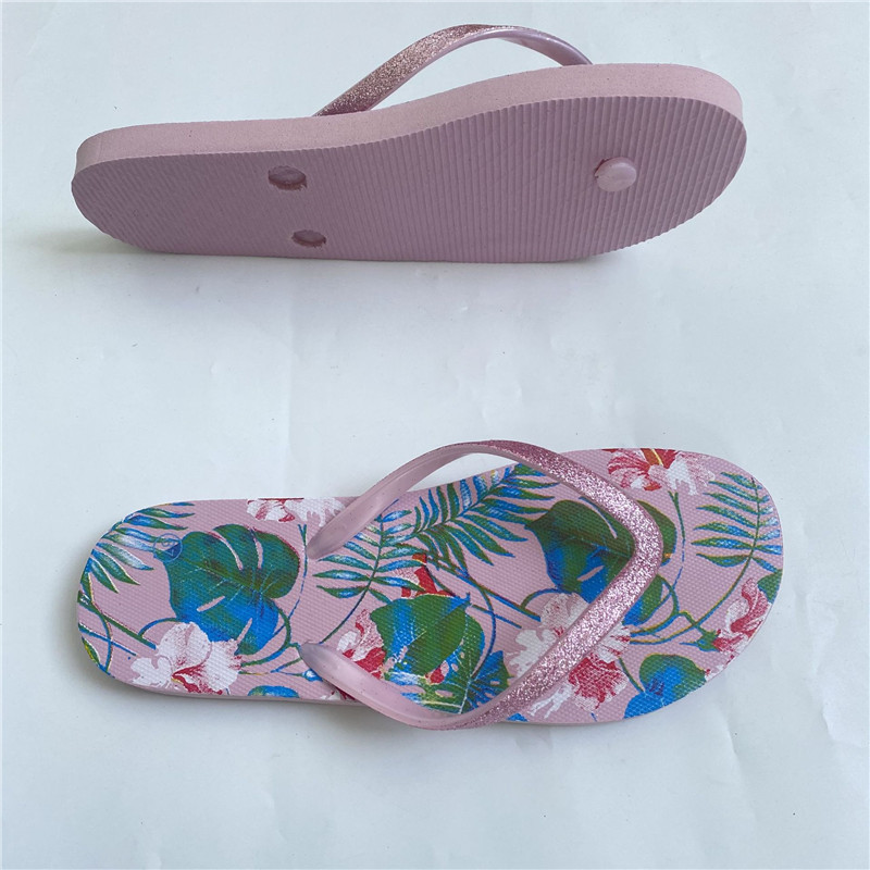 OEM PE PVC Printed Flip-flops Women Summer Beach Shoes Fashion Outdoor Filp Flops