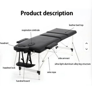 High Quality Three-Section Aluminum Alloy Massage Bed Foldable <b>Height</b> <b>Adjustable</b> Luxurious Synthetic Leather Eyelash Treatment - Product Image 4