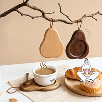 Sous-verre créatif en bois en forme de poire, support de tasse en bois massif résistant à la chaleur pour café, thé et boissons, logo personnalisé