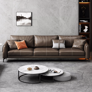 خمر البني جلد طبيعي الأريكة كرسي غرفة المعيشة أثاث طقم أرائك - Product Image 1