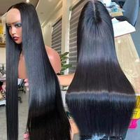 Parrucche Lunghe Senza Colla 13x6 Full Lace con Linea Capillare a C, in Capelli Umani Vergini Indiani con Cuticole Allineate, per Donne Nere