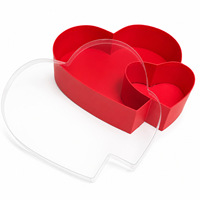 Boîte cadeau en carton rose et noir en forme de cœur pour la Saint-Valentin, emballage pour fleurs avec couvercle transparent en PVC