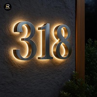 Letrero LED Personalizado Kerui para Exteriores, Impermeable IP65, con Número de Casa y Dirección, en Acero Inoxidable, para Empresas