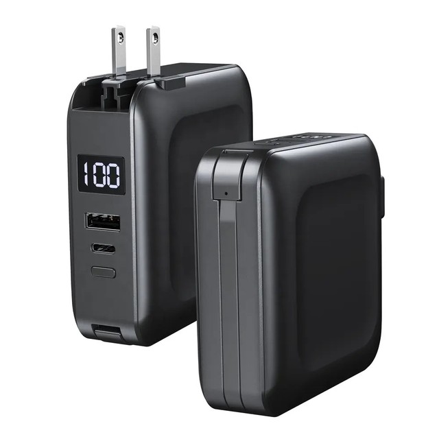 New Arrivals 15000mAh High Capacity Portable USB C Built-in AC Wall Plug Charger Battery Pack Power Bank