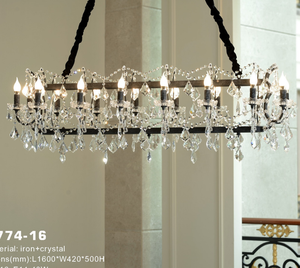 Lớn Màu Đen Vòng Sắt Đồng Quê Mộc Mạc Pha Lê Orb Đèn Chùm Đèn Trần Và Ánh Sáng Mặt Dây Chuyền Cho Phòng - Product Image 3