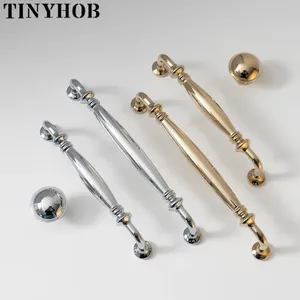 Pegangan emas terang gaya Eropa pegangan kuningan lemari kamar tidur lemari dapur menarik t-bar kenop laci perangkat keras pintu 160mm - Product Image 2