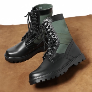 Bottes Martin mi-hautes en cuir véritable, chaussures de randonnée longues pour l'extérieur, grandes tailles - Product Image 3