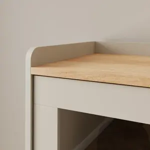 ארון תצוגה זכוכית מודרני עם דלתות זכוכית ומגירות מרופדות אחסון מעץ לארון מטבח סלון סלון - Product Image 4