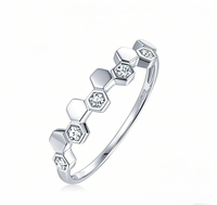 Mode mariage 9K 10K 14K 18K ZIRCON or cercle hexagone bague en diamant pour les femmes