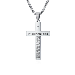 Collier en acier inoxydable de haute qualité, personnalisé, en gros, avec croix, bijoux religieux chrétiens, inspiré de la foi <span class=keywords><strong>biblique</strong></span> - Product Image 1