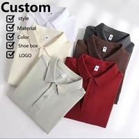 Polos de manga corta con logotipo personalizado al por mayor, 250g/m², 100% algodón, polos con hombros caídos, polos impresos en 3D personalizados