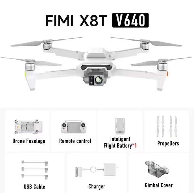Professionnel Fimi X8t V640 Beginner Thermal Drone 4K UHD 3-Axis Gimbal 20KM GPS Night Vision Foldable Plastic Camera