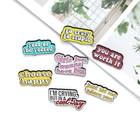7 Styles Amusant Citations Épingles En Émail Personnalisé Choisir Heureux Vous en Valez la Peine Broches Dialogue Badge Épinglettes Émail Personnalisé Offre Spéciale