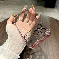 Étui de téléphone transparent brillant électroplaqué pour appareil photo, coque brillante pour EPhone 12/13/14/15/16/17 Pro Max/Air