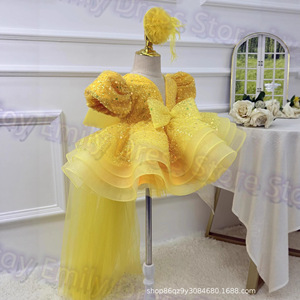 Vestito <span class=keywords><strong>da</strong></span> <span class=keywords><strong>Principessa</strong></span> per Bambine 3-8 Anni, Tutu Viola con Paillettes, Pizzo e Fiocco, per Feste di Compleanno - Product Image 3