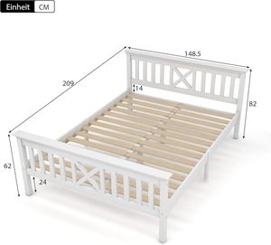 Barrières de sécurité <span class=keywords><strong>à</strong></span> deux côtés en bois massif <span class=keywords><strong>à</strong></span> <span class=keywords><strong>lattes</strong></span> blanches Montessori Clôture détachable Cadre moderne en bois pour tout-petits Lit simple Lits pour enfants - Product Image 6