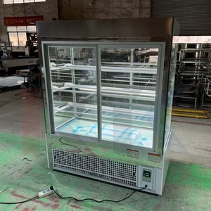 Étagère de présentation de pain pour boulangerie personnalisée, façade en verre plat, équipement réfrigéré sans buée, <span class=keywords><strong>vitrine</strong></span> réfrigérée pour gâteaux - Product Image 6