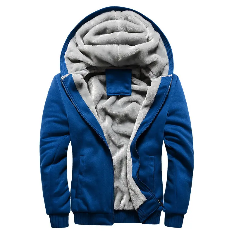 Wholesale hoodies full zip up hoodie custom fleece hooded student sportswear men's thickening warm casual hoodie