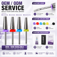 Fraise à ongles professionnelle OEM ODM 5 en 1 en carbure de tungstène à coupe croisée, argentée, avec tige de 2,35 mm pour le retrait de gel acrylique