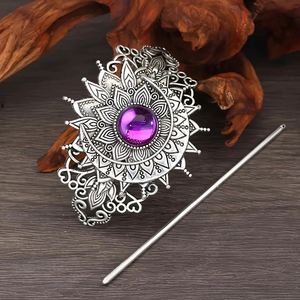 Pince à cheveux vintage en alliage style Viking, triple lune, nœud celtique, lune creuse, bijoux pour femme - Product Image 6