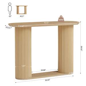 Combohome <span class=keywords><strong>table</strong></span> <span class=keywords><strong>console</strong></span> cannelée, <span class=keywords><strong>table</strong></span> d'entrée ovale incurvée de ferme avec rangement et pieds en bois cannelés - Product Image 2