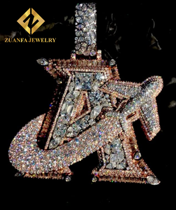 Bijoux de rappeur, pendentif personnalisé hip-hop pour hommes, argent 925, serti de diamants, pendentif lettre en moissanite VVS - Product Image 5