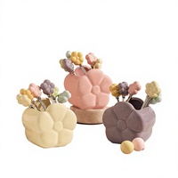 Ensemble de fourchettes à fruits en céramique motif tournesol créatif et pot de rangement décoratif, style luxe léger pour le thé de l'après-midi