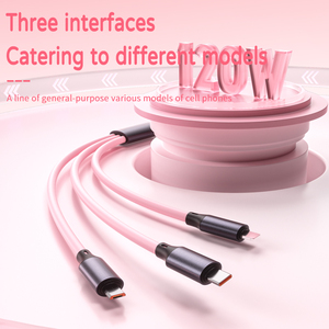 Cable de Carga Rápida 3 en 1 de Silicona Líquida de 120W, IP/Tipo-C/Micro para Teléfonos Móviles y Dispositivos - Product Image 5
