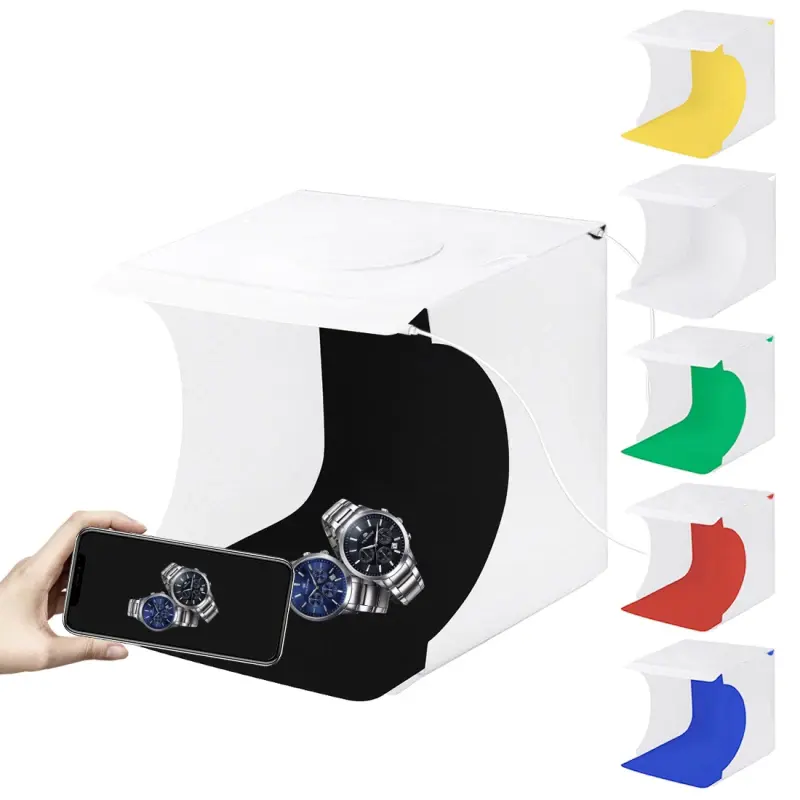 Mini Portable Camera Photo Studio Kits Accessories 20cm Include 2 LED Panels New Design Light With Free 6 Color Background