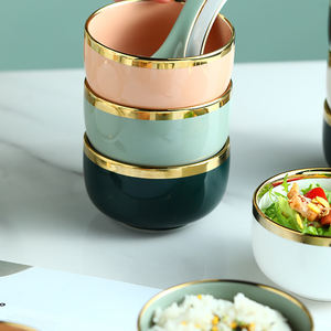 Bol à riz en porcelaine de haute qualité, vaisselle nordique, bol en céramique, vaisselle de luxe légère pour la maison, bol à riz en céramique - Product Image 4