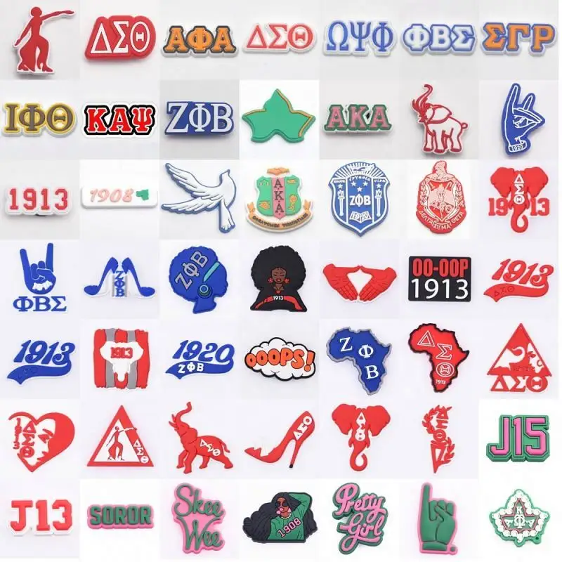 2024 New sorority shoe sticker for sell college sign shoe charm for clog charms AKA charms J15 shoe accessories