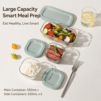 ANYA 2026 Nouveauté en gros : Ensemble de boîtes repas en verre borosilicate haute résistance, résistantes au four et au micro-ondes, avec compartiments, pour adultes, type bento
