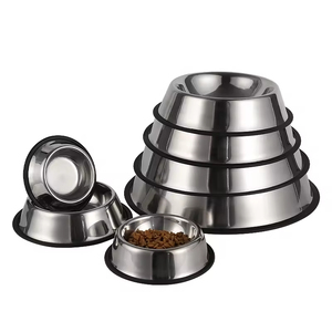 KingHon Wholesale Custom Logo Luxury Anti-Slip Pet <b>Cat</b> Dog Bowls Dishes <b>Feeders</b> Drinking Stainless Steel With Rubber Base - Product Image 3