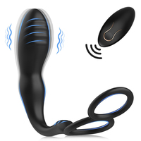 Jouets sexuels anaux à 10 fréquences, double anneau, massage de la prostate masculine, vibrateur télescopique en silicone, plug anal vibrant, jouets sexuels