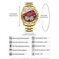 Jam Tangan Pria BINBOND B4833 Mewah Bisnis Quartz Fashion Hollowing Stainless Steel Tahan Air 30M Kasual