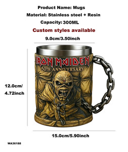 Nuova Tazza da Birra in Stile Vintage per Campeggio, Ecologica in Resina e Acciaio Inox 300ml, Tazza da Festa per Donne - Product Image 3