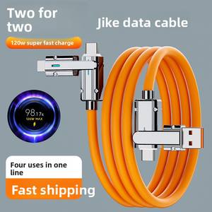 Câble de charge USB Type-C vers C 4 en 1 PD 120W avec rotation à 180° et blindage en PVC tressé, charge rapide 6A pour téléphones - Product Image 5