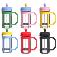 Cafetera Francesa de Vidrio para Regalo de Navidad, 350ml 600ml 1000ml, de Borosilicato, para Café Frío y Té, con Logotipo Personalizado Colorido