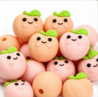 Perles focales 3D en silicone personnalisées pour stylos à perles, perles mignonnes en forme de pêche pour la création de porte-clés DIY et cadeaux pour enseignants
