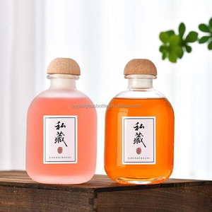 Reusable <strong>Mini</strong> Glass <strong>Bottle</strong> with Wood Cap 100ml 250ml 375ml 500ml Empty Glass Wine Alcoholic Beverages Liquor Spirit <strong>Bottles</strong> - Product Image 2