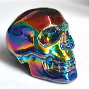 Crânes en obsidienne aura titane de style bohème polis en gros, sculptures de crânes en pierre aura pour une décoration intérieure unique et un cadeau de vacances - Product Image 3