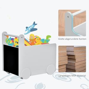 Boîte de rangement pour jouets pour enfants en bois massif, boîte de rangement pour jouets en bois pour enfants, organisateur, <span class=keywords><strong>coffre</strong></span> à jouets blanc avec roulettes - Product Image 4