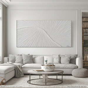 لوحة زيتية يدوية لديكور المنزل لوحة زيتية بيضاء بسيطة من وابي سابي مجردة ثلاثية الأبعاد لوحة جدارية فن حديث محكم - Product Image 3