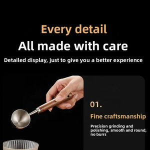 Outils de cuisson pour barista personnalisés Cuillère à mesurer le café 15ML 30ML Cuillères <span class=keywords><strong>en</strong></span> acier inoxydable avec long manche <span class=keywords><strong>en</strong></span> bois pour la préparation du café - Product Image 3